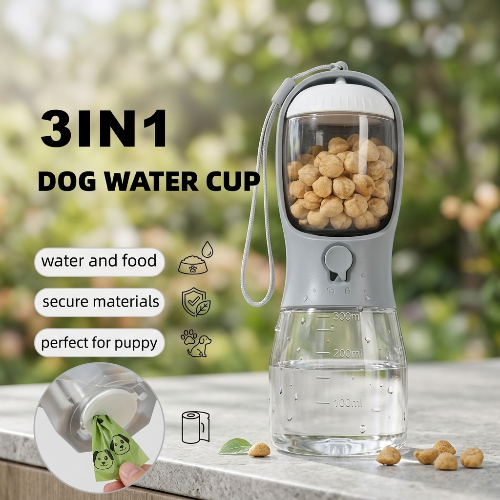 Dog Water Cup Drinking Food Garbage Bag Three-in-one .