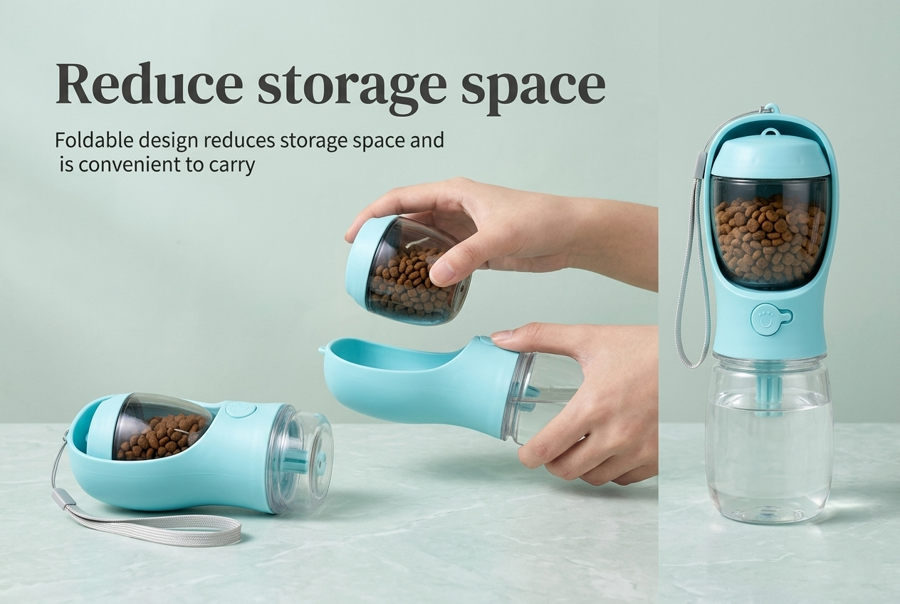 2-in-1 Dog Water Bottle with Food Storage