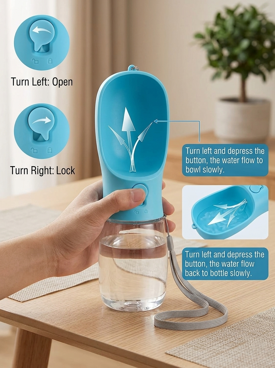 2-in-1 Dog Water Bottle with Food Storage