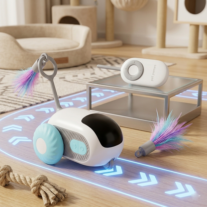 Remote Control Interactive Cat Car Toy USB Charging Chasing Automatic.
