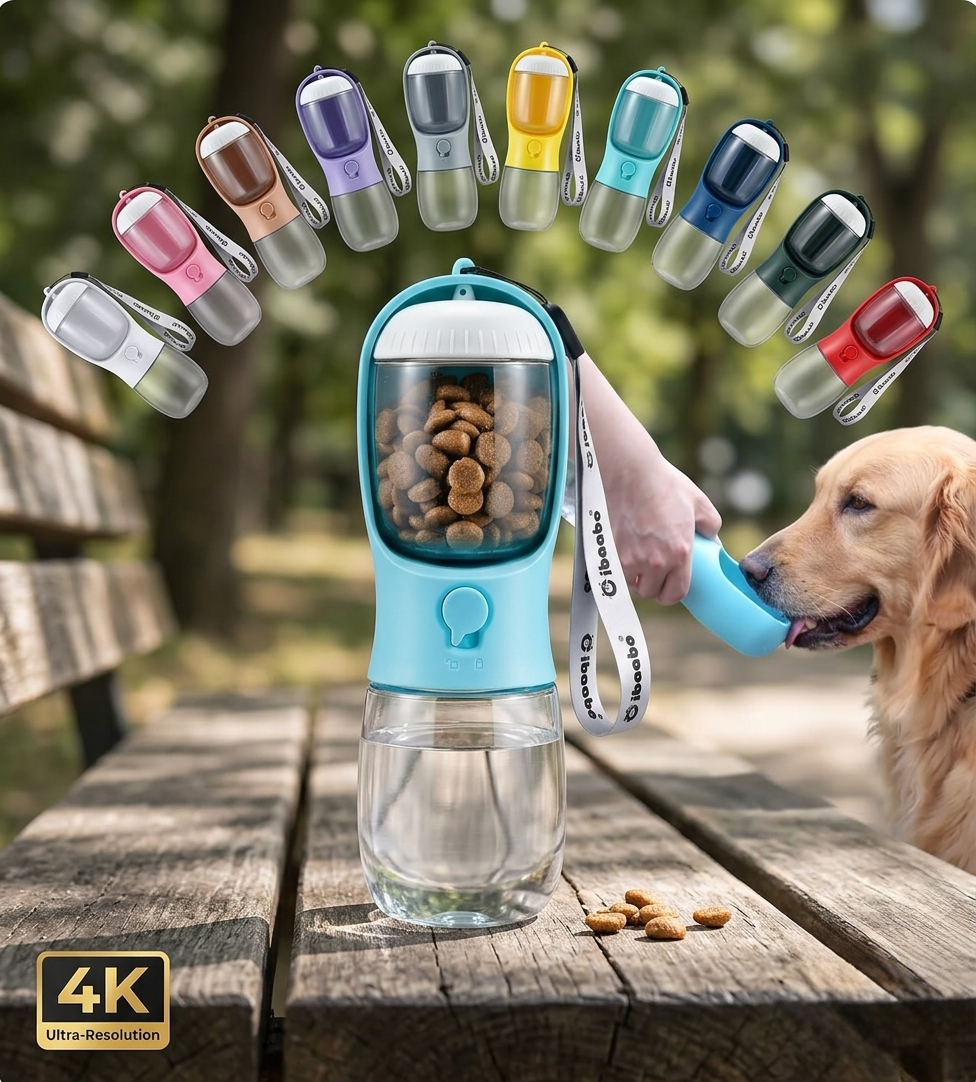 2-in-1 Dog Water Bottle with Food Storage