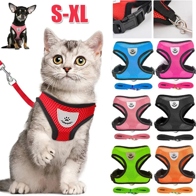 Pet Harness with Lead Leash Adjustable Vest